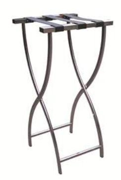 Pantheon Brushed stainless steel tray stand with 3 black leatherette straps (MTS012-BS)