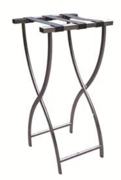 Pantheon Brushed stainless steel tray stand with 3 black leatherette straps MTS012-BS