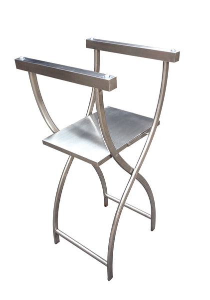 Pantheon Brushed Stainless Steel Tray Stand With Folding Shelf--Pack of 3 (MTS015-BS)