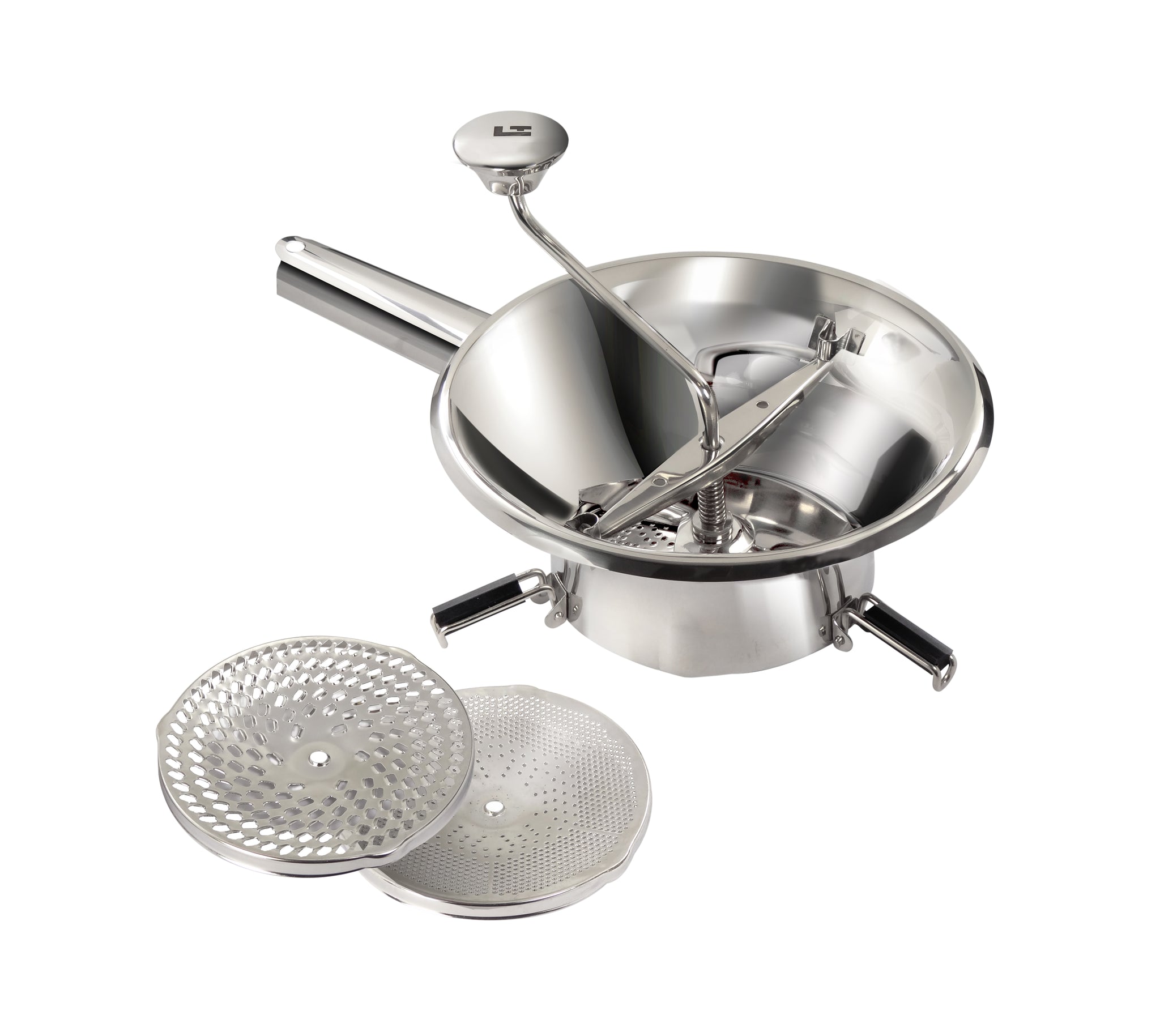 Louis Tellier Stainless Steel Rotary Food Mill  9 1/2"- With 3 Sieves (N3004X)