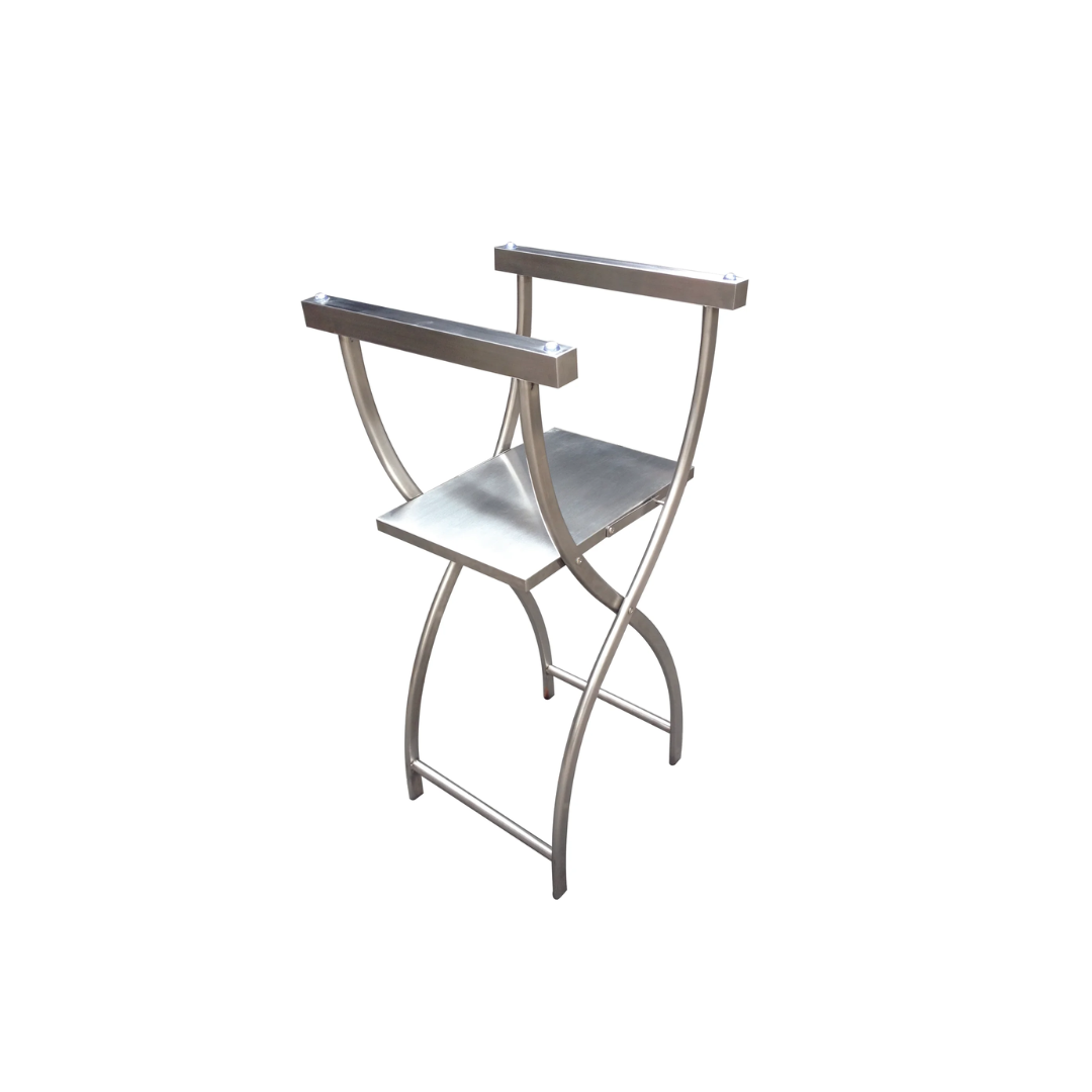 Pantheon Brushed Stainless Steel Tray Stand With Folding Shelf--Pack of 3 (MTS015-BS)