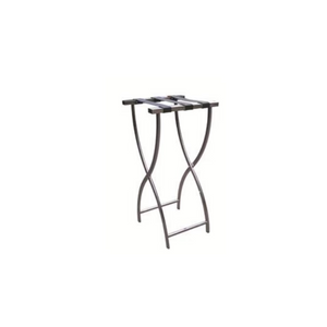 Pantheon Brushed stainless steel tray stand with 3 black leatherette straps (MTS012-BS)