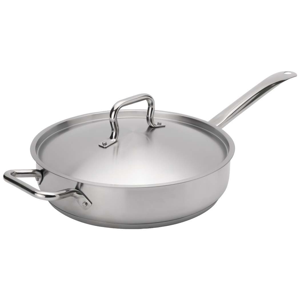 Browne Foodservice Elements Saute Pan 7qt/6.75L With Cover Stainless Steel (5734187) - iFoodservice Online