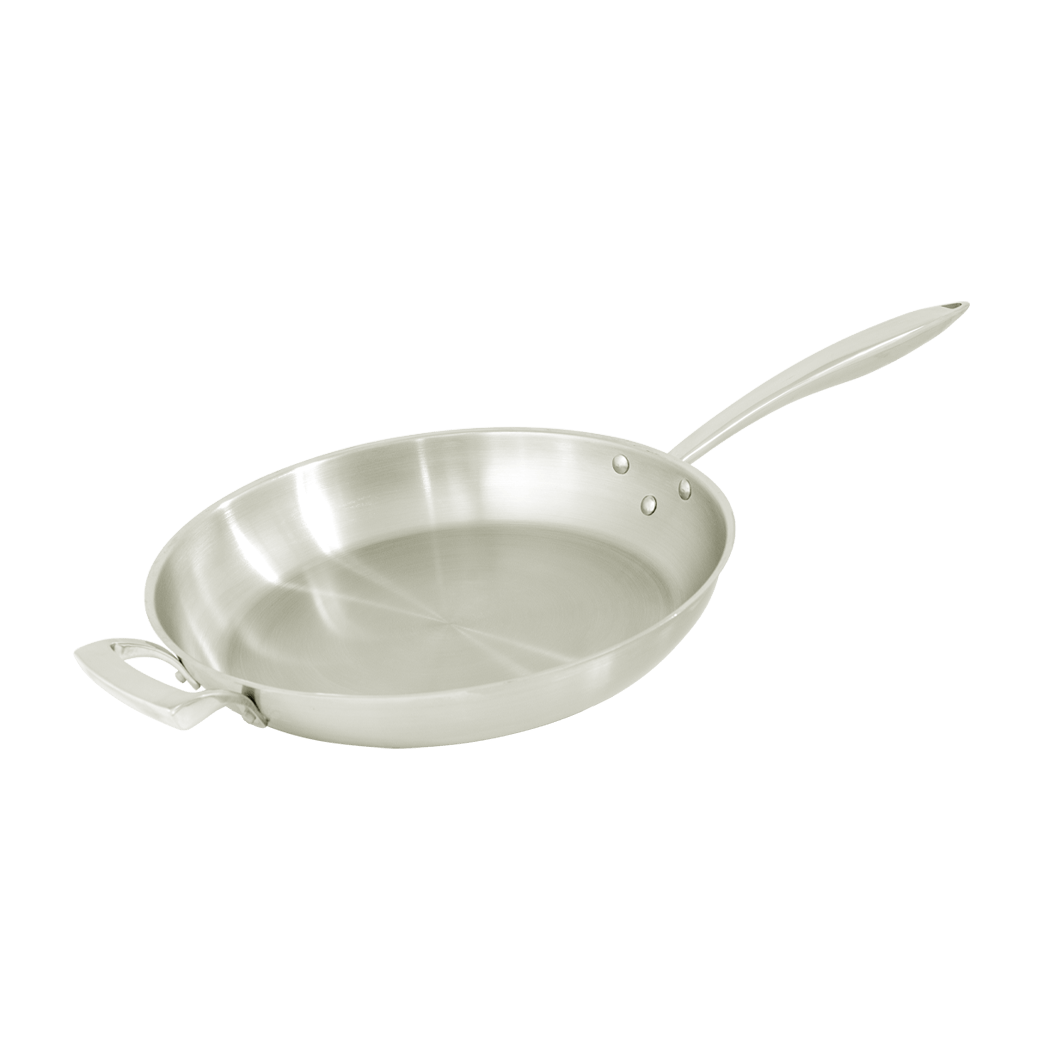 Browne Foodservice Thermalloy 12.5" Stainless Steel Fry Pan With Helper Handle(5724052) - iFoodservice Online