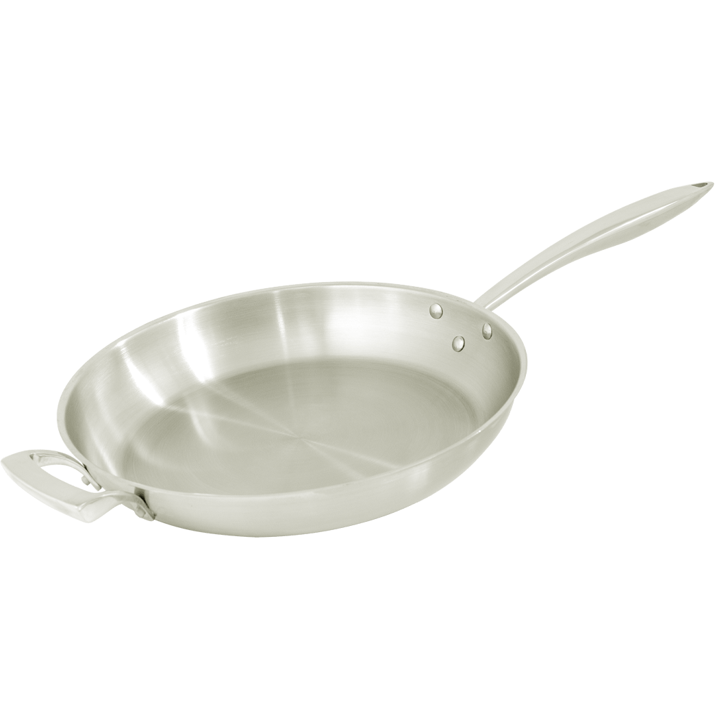 Browne Foodservice Thermalloy 14" Stainless Steel Fry Pan With Helper Handle (5724054) - iFoodservice Online