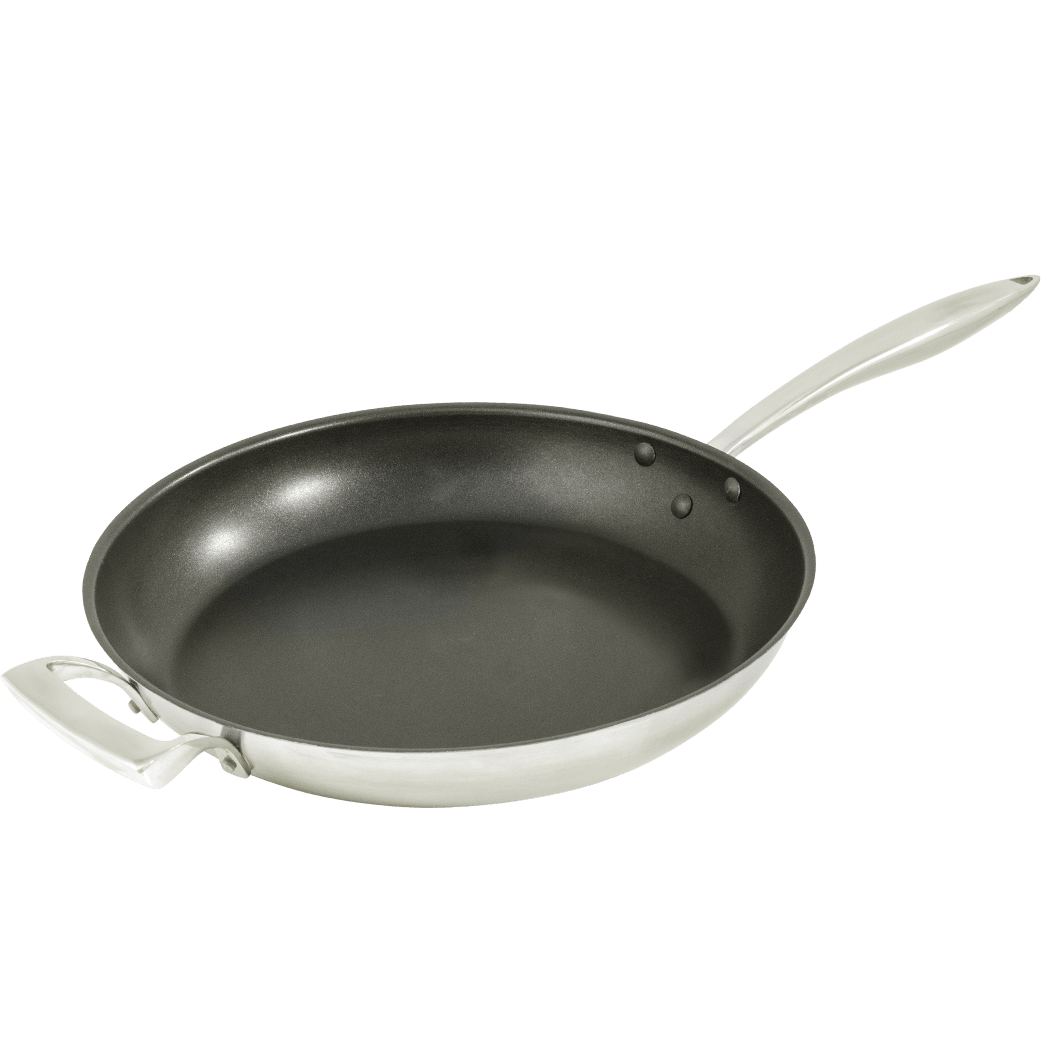 Browne Foodservice Thermalloy Excalibur 14" Stainless Steel Fry Pan Non Stick With Helper Handle (5724064) - iFoodservice Online