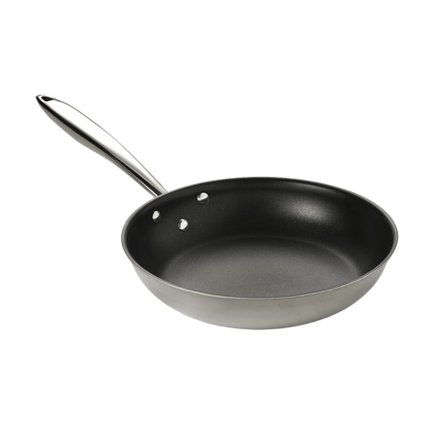 Browne Foodservice Thermalloy Stainless Steel Tri Ply Fry Pan 9 - 1/2x2" / 24x5cm With Excalibur (5724097) - iFoodservice Online