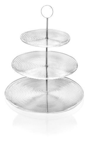 IVV Glassmakers Italia VERTIGO 3 TIER CAKESTAND H.13,8 inch. CLEAR WITH METAL STAND 8423.1