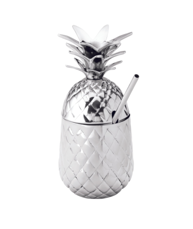 Hospitality Brands Pineapple 20 oz. & Straw - Silver (HB92062-001)