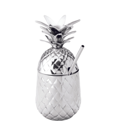 Hospitality Brands Pineapple 20 oz. & Straw - Silver HB92062-001