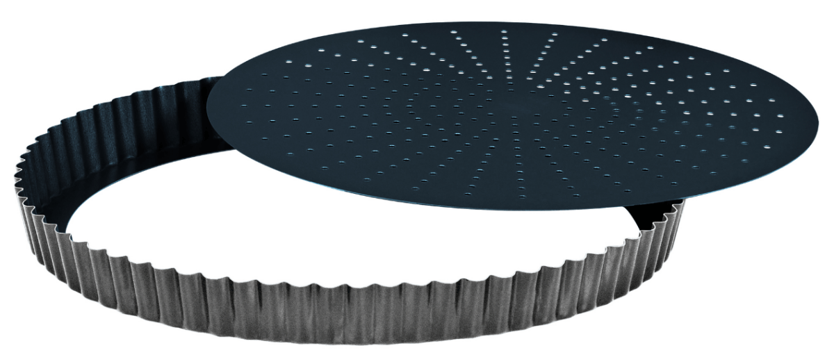 Gobel N - Stick obsidian perforated fluted tart mould - removable bottom - Ø280 mm h28 mm (426441) - iFoodservice Online