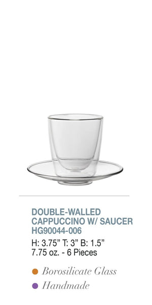 Hospitality Brands Double Walled Cappucino w/ Saucer (Pack of 6) HG90044 - 006 - iFoodservice Online