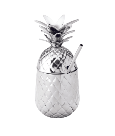 Hospitality Brands Pineapple 20 oz. & Straw - Silver (HB92062 - 001) - iFoodservice Online