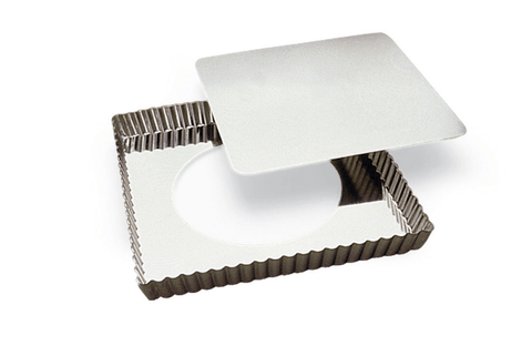Louis Tellier Gobel Square Fluted Tart Mold Loose Bott 9'''X9'' 1''H (126810) - iFoodservice Online