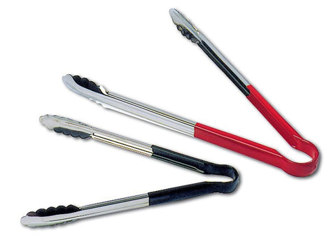 Matfer Bourgeat All Purpose Tongs With Non Slid Pvc Handle 15 3/4" Red (071699) - iFoodservice Online