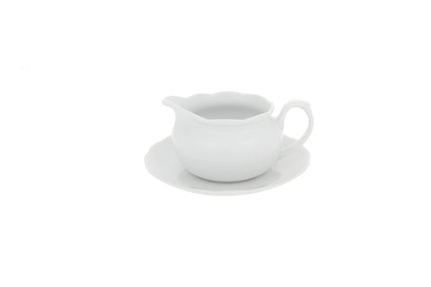 VISTA ALEGRE Bragança White Saucer Boat W/ Dish - Item (22000406) - iFoodservice Online